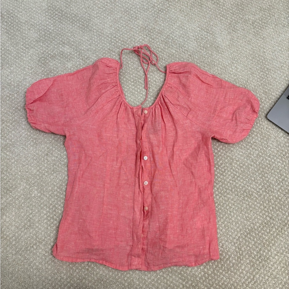J. Crew Coral Button-Up Blouse